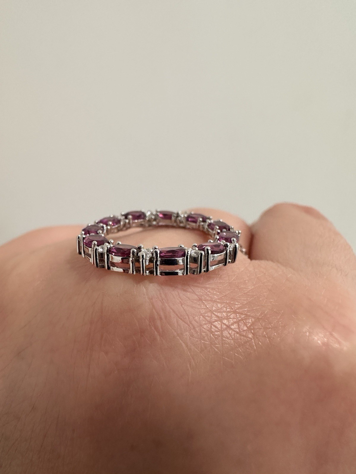 925 Sterling Silver Necklace Oval Rhodolite Garnet 4x3mm Gemstone Jewelry 18in