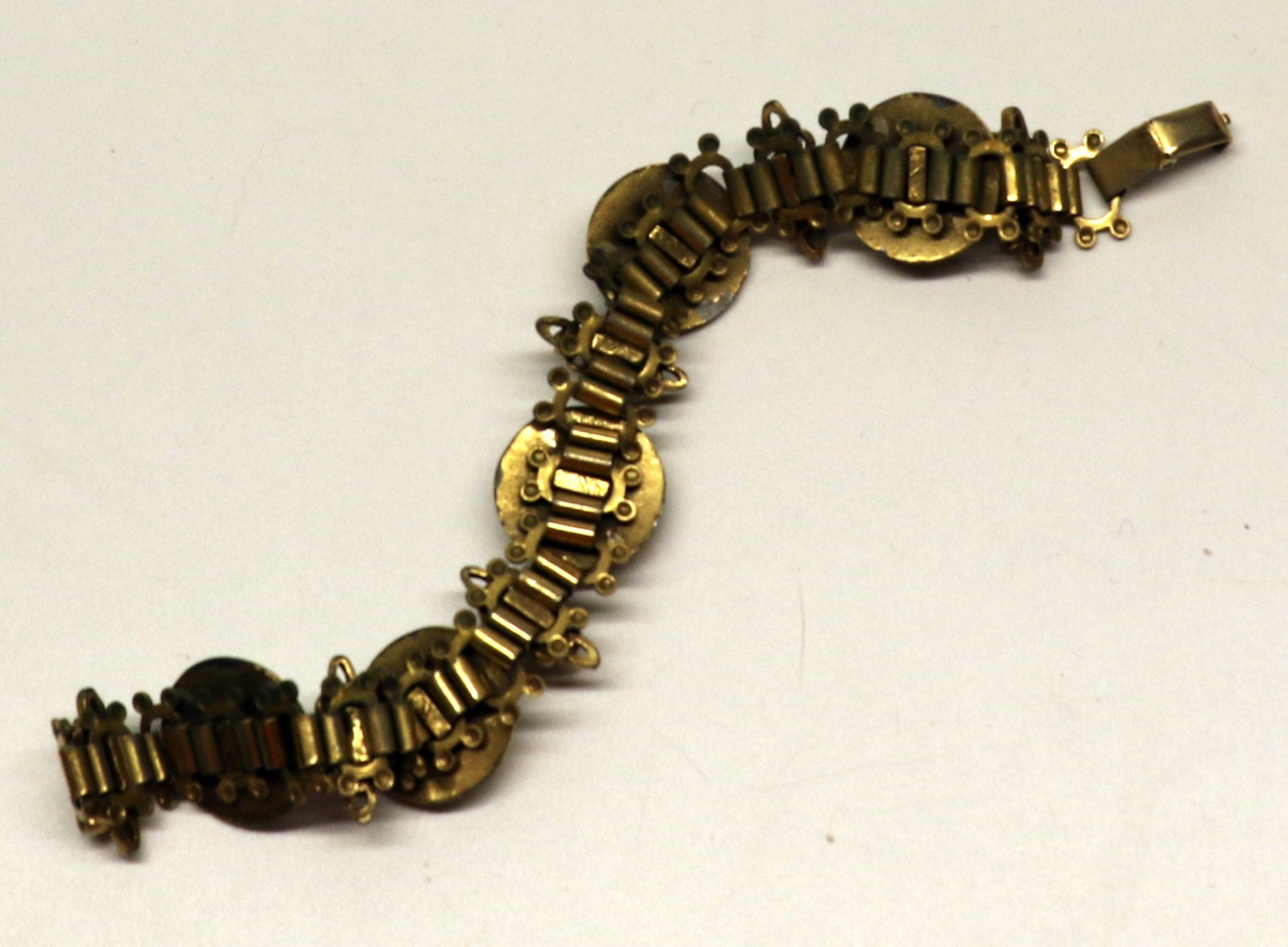 Vintage “Art” Jewelry Co. Panel Book Chain Bracelet Stars Moon Flower