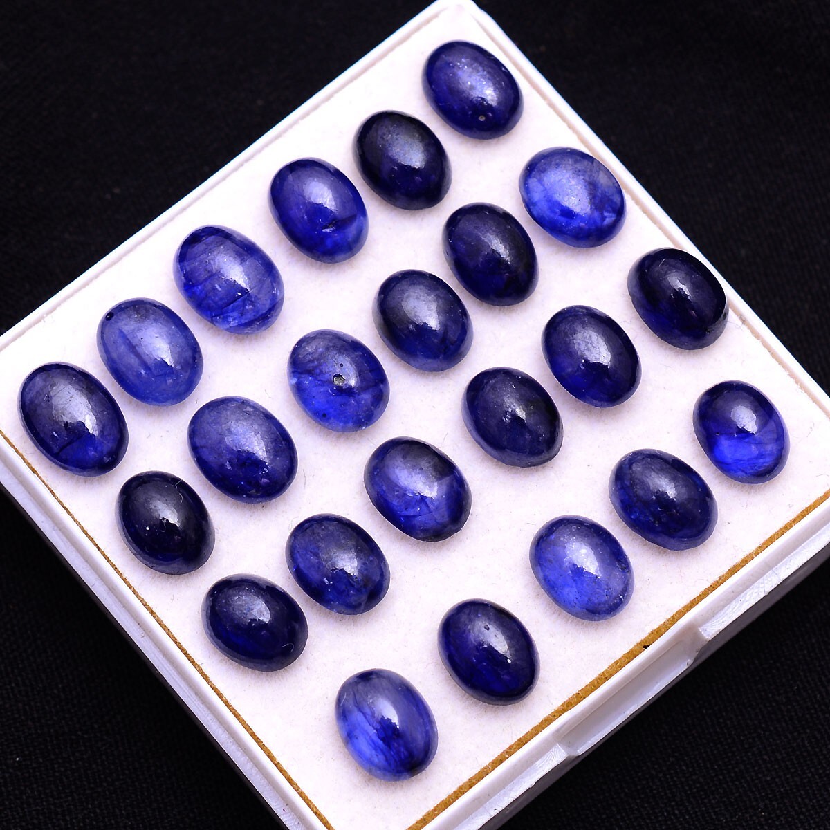 23 Pcs Natural Blue Sapphire Oval Cabochon 6.40mm-7.90mm Gemstones Wholesale Lot
