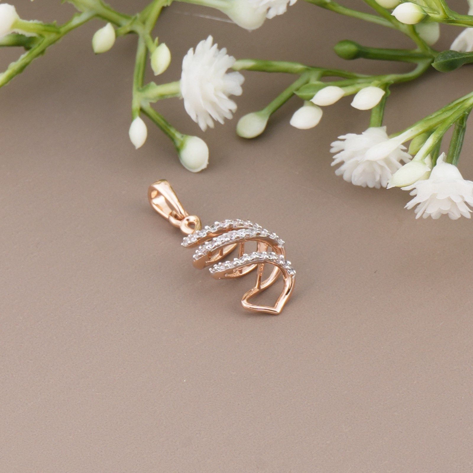 18k Rose Gold DNA Necklace Set, Pendant , CZ Diamonds: Jewelry Gift