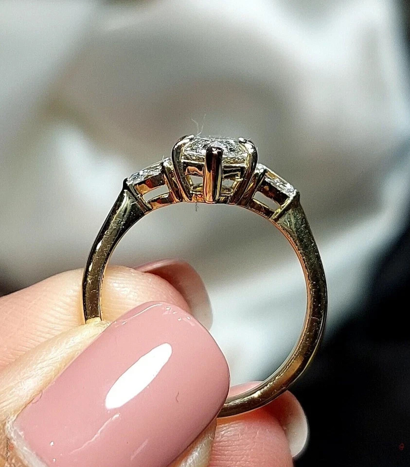 Marquise Cut IGI Certified Diamond Ring Lab Grown 1.8 Ct 14k Yellow Gold VVS E F