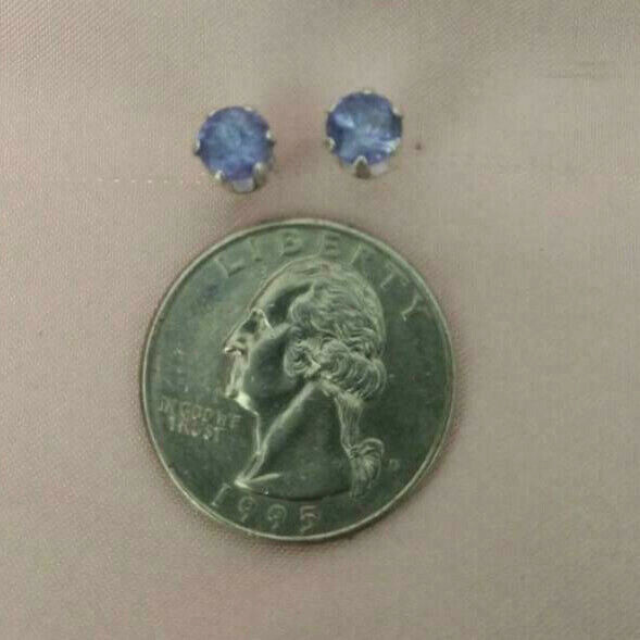 5.5mm TANZANITE PETITE ROUND STUDS -SET IN .925 STERLING SILVER- over 1.25ctw