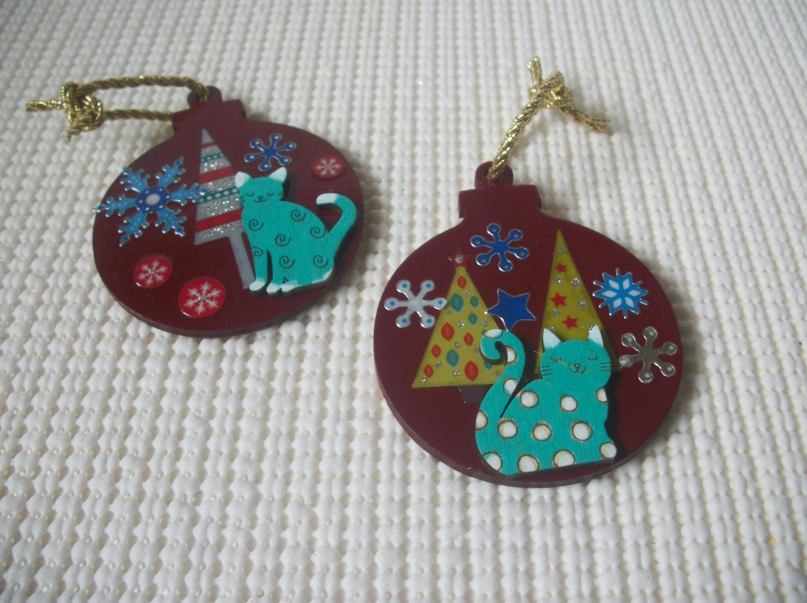 Vintage Lucinda hand made Cat Ornaments