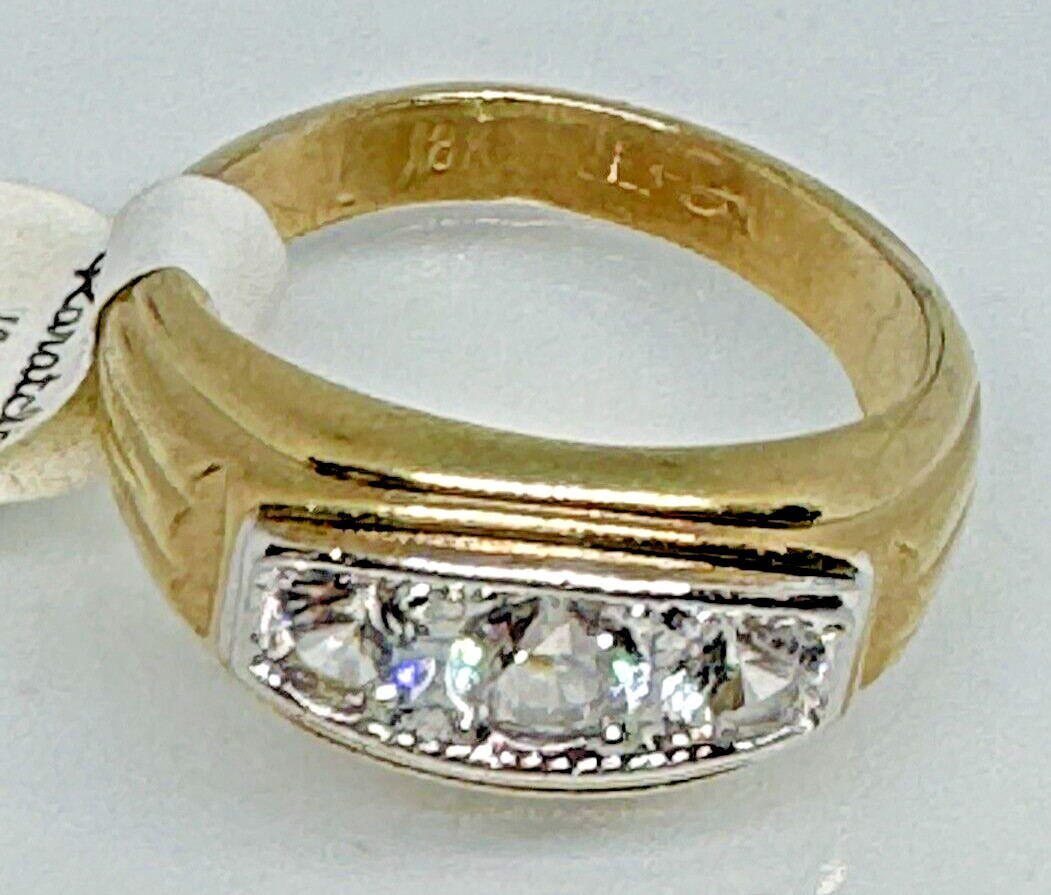 Men’s Uncas Karat clad 3 Stone Ring 18k Heavy Gold Electroplate NOS NWT S11.5