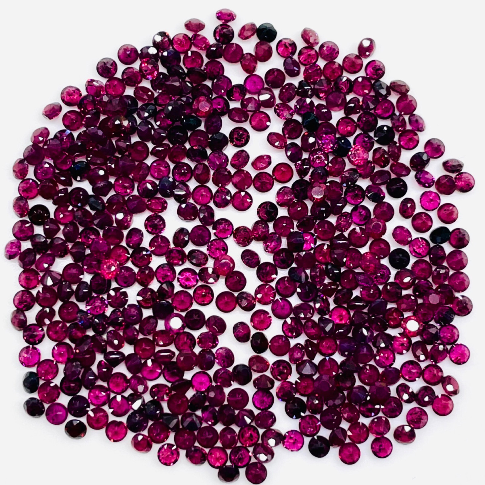 100 Pcs Natural Rhodolite Garnet 2.25mm Round Cut Loose Untreated Gemstones Lot