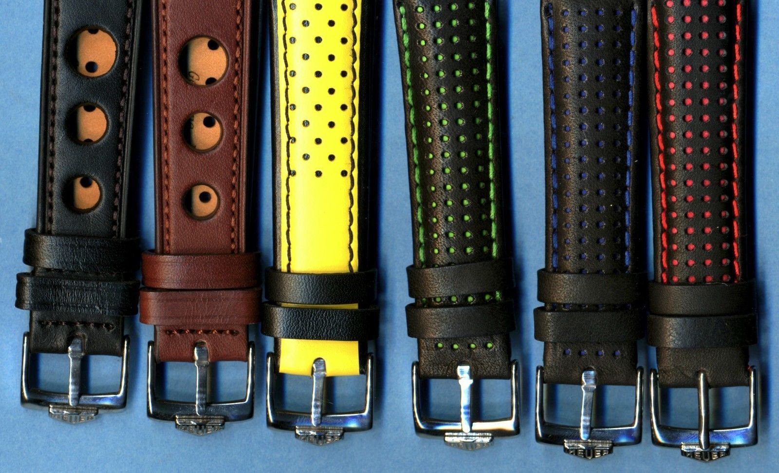 6 Colors 19mm 20mm Genuine Leather Rally Race Strap & Gen. Pre TAG Heuer Buckle
