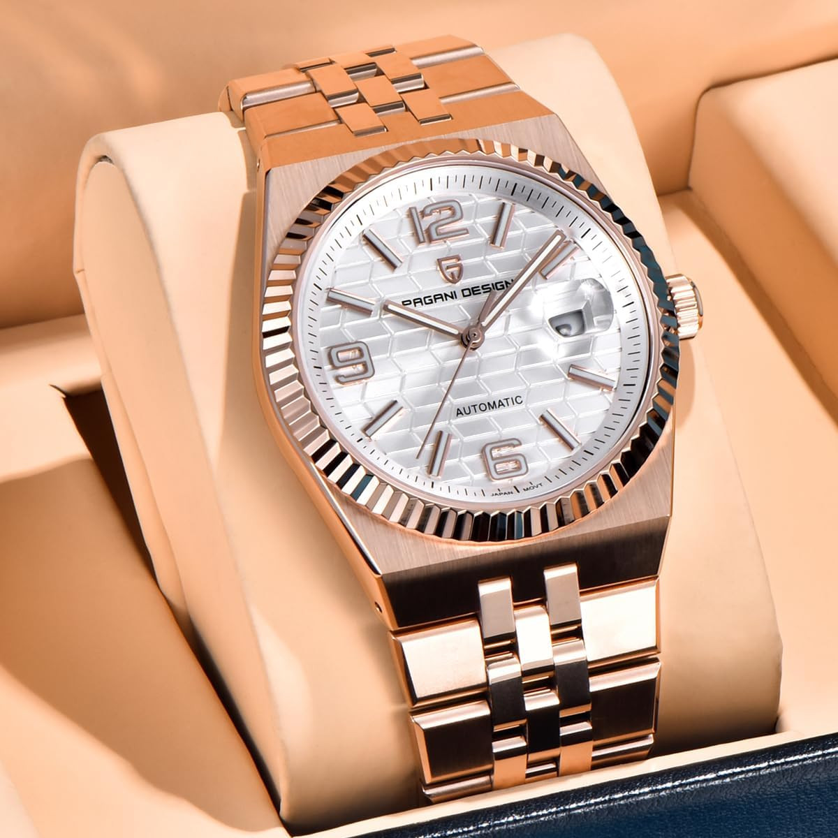 Pagani Design Luxury Automatic Watch PD-YS027, Fluted Bezel, Steel Band