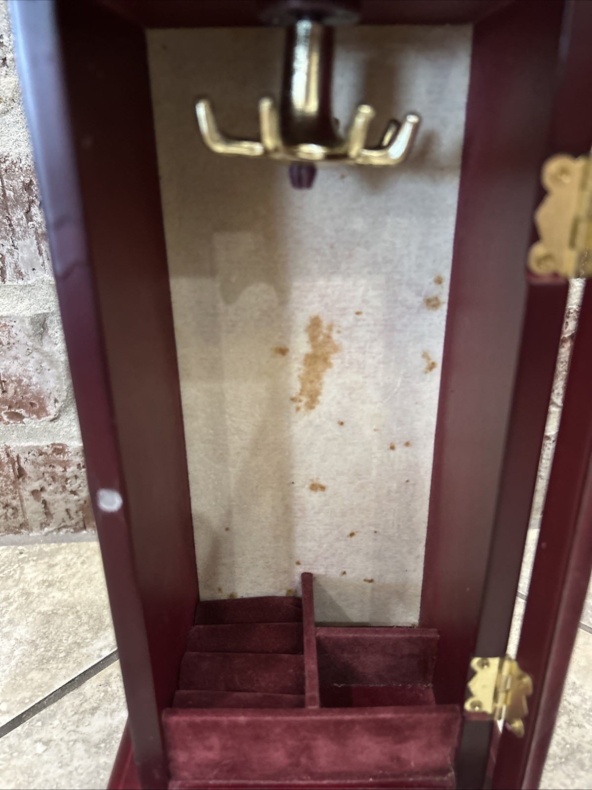 90s Vintage Glass Wood Jewelry Cabinet Box Case