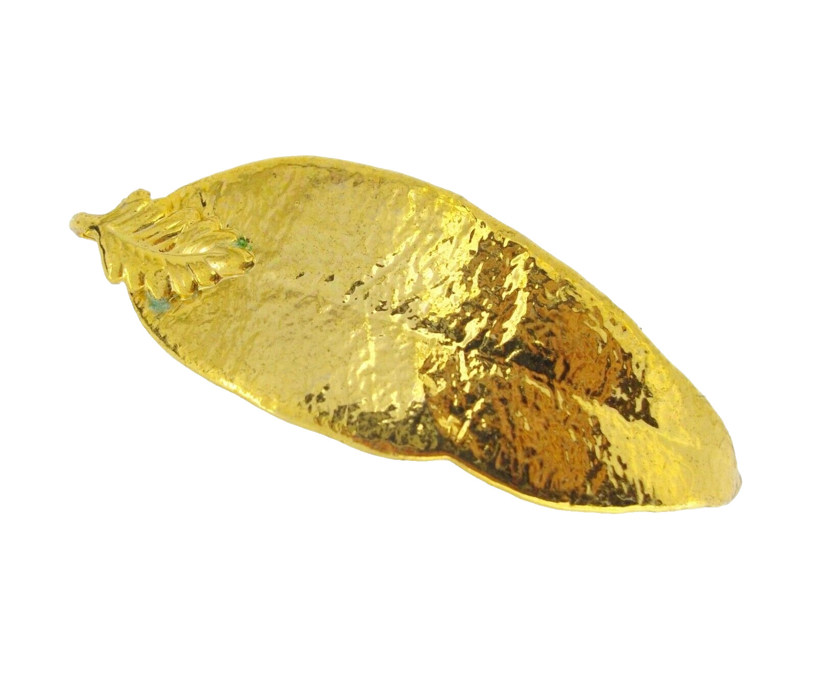 Pendant charm MAILE LEAF shiny gold plated 1 5/8 inches