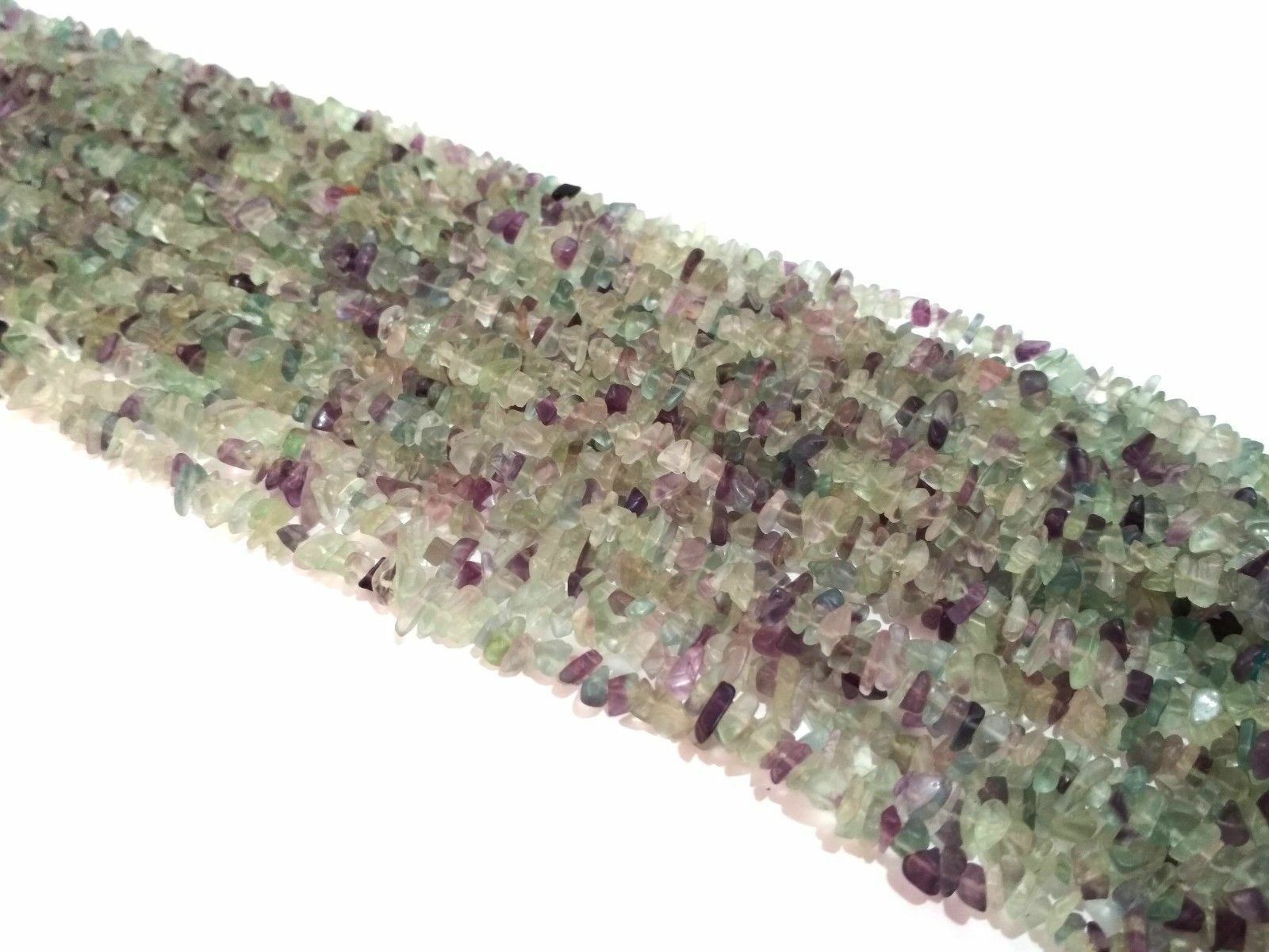 1-5 Strand Natural Multi Fluorite Smooth Chips Nuggets 4-6mm Loose Beads 34″inch