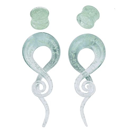 NewZenro Glow in The Dark Ear Glass Spiral Tapers Plugs Tunnels Expander 10mm