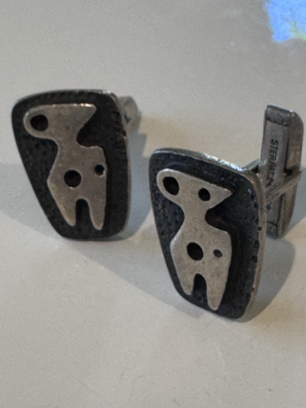 Midcentury Modernist STERLING SILVER vintage CUFFLINKS iconic image RARE.