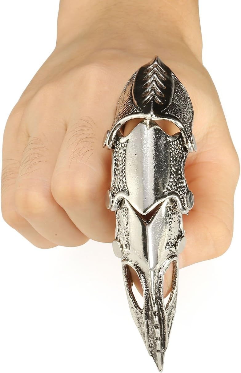 Men’s Knuckle Joint Full Finger Double Ring Punk Rock Gothic Hinged Activity …