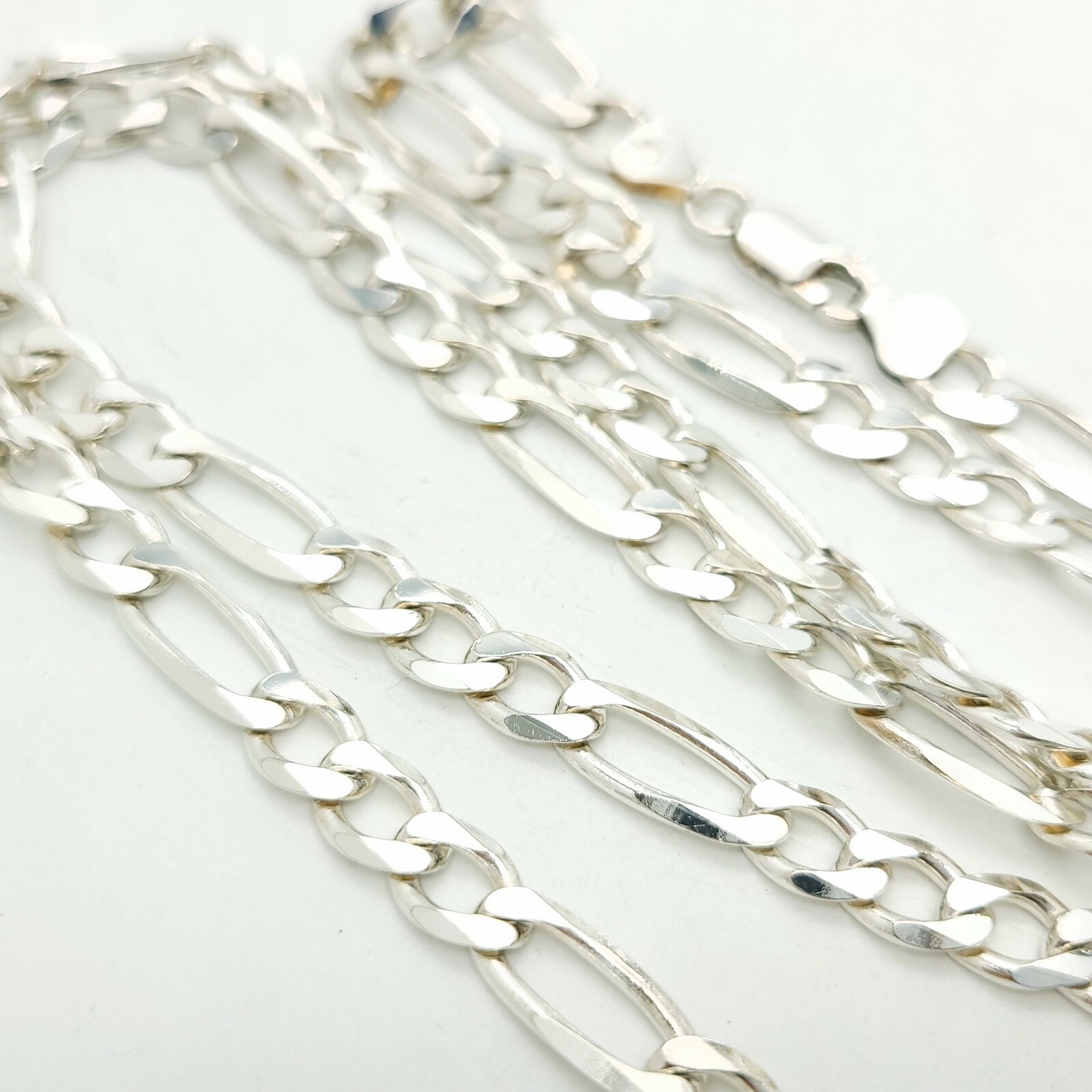 New VIOR 925 Sterling Silver 7″mm Figaro Mariner 30′ In Chain Cord Made In Italy