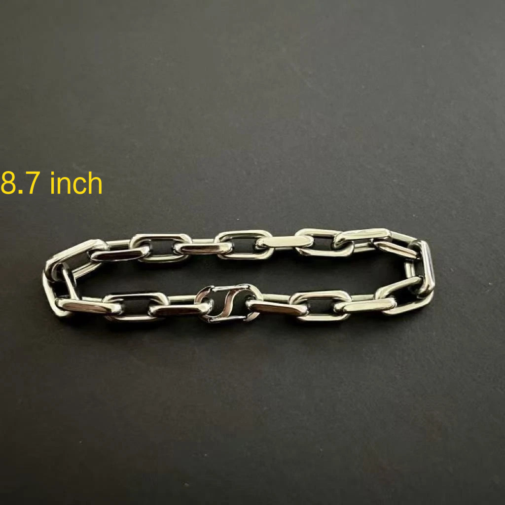 New Pure Titanium Chain Bracelet 8mm Wid Anti-allergic 8.7″ Lightweight Gift