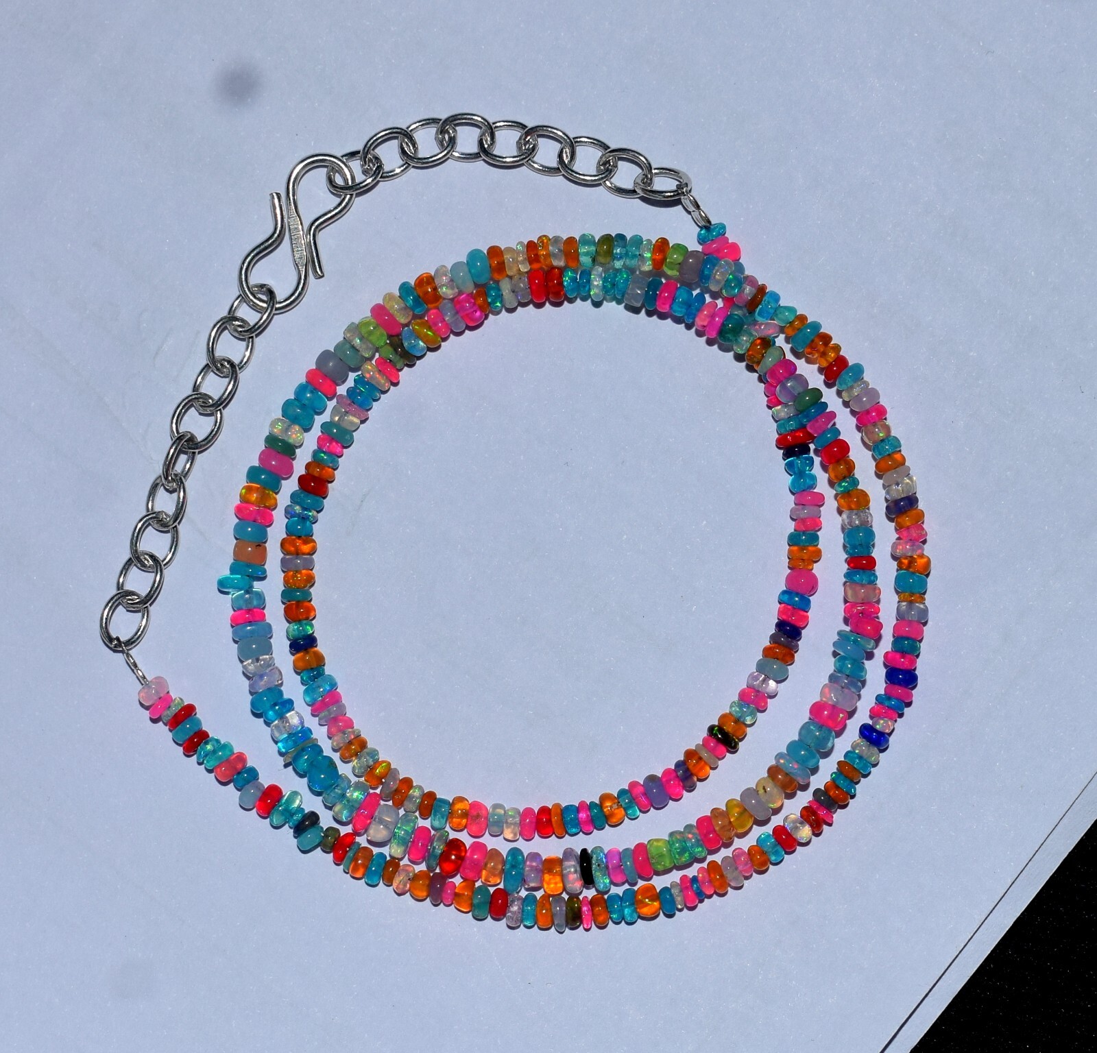 AAA+ Natural Ethiopian Opal Wello Fire Opal Gemstone Beads Necklace 16″ F3970