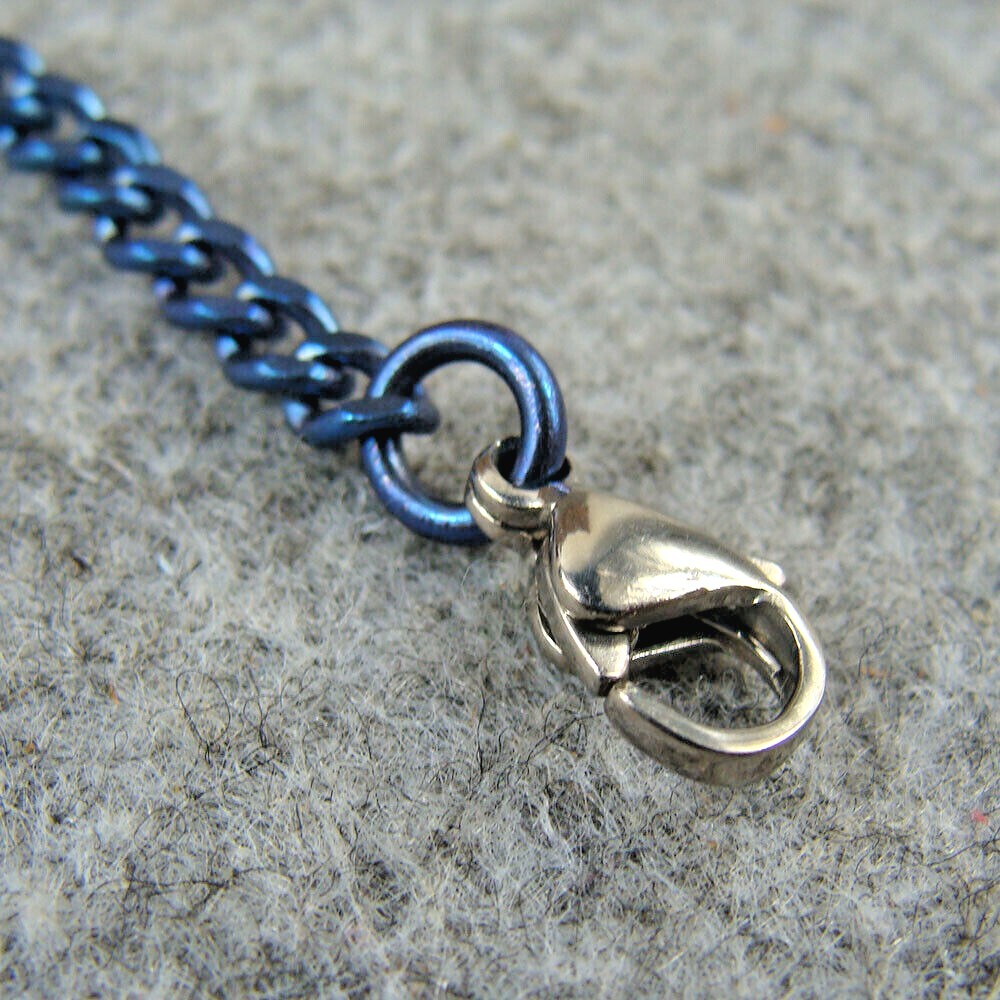 Pure Titanium Anti-allergy Necklace 3.5mm Wide Flat Curb Chain (Blue Color)