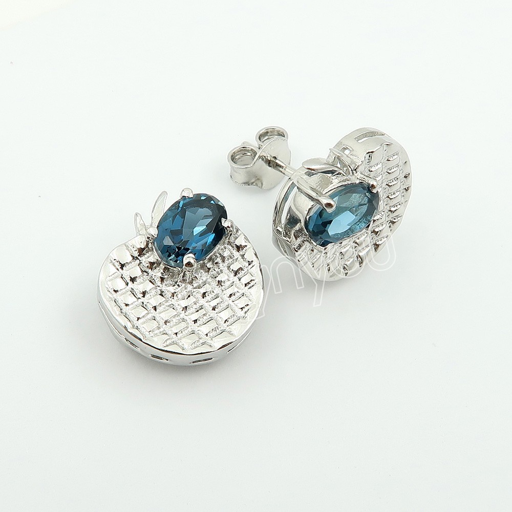 gr8onyou Genuine LONDON BLUE TOPAZ AAA Quality Sterling Silver Stud Earrings