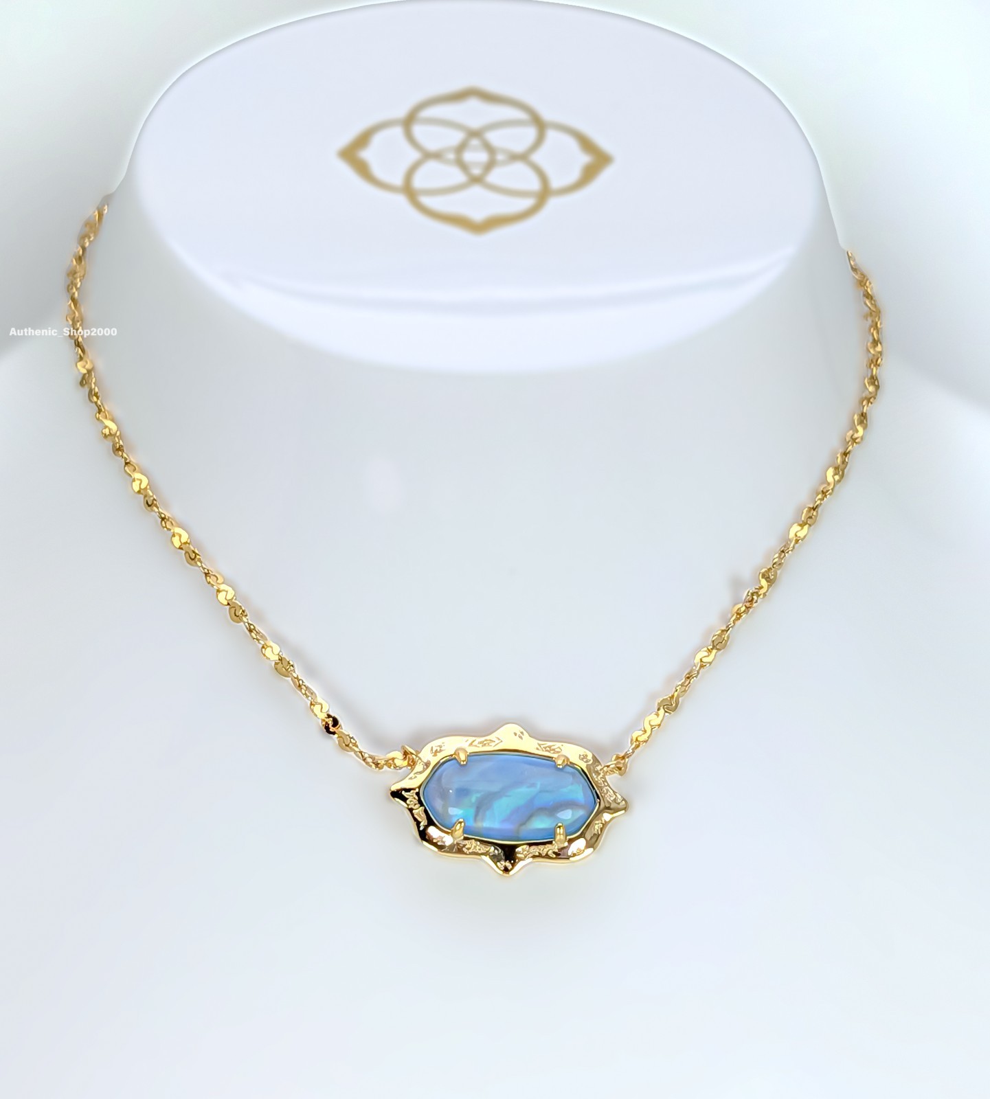 New 100% Authentic KENDRA SCOTT Blue Iridescent Abalone Elisa Scallop Necklace