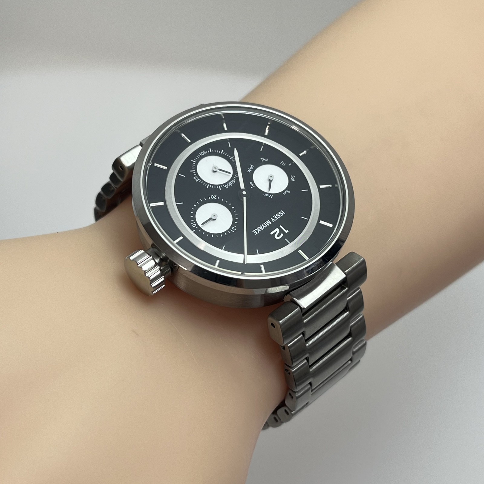 Seiko Issey Miyake Wmini Satoshi Wada Day Date Qz Japan Watch SS Band w/BOX#512B
