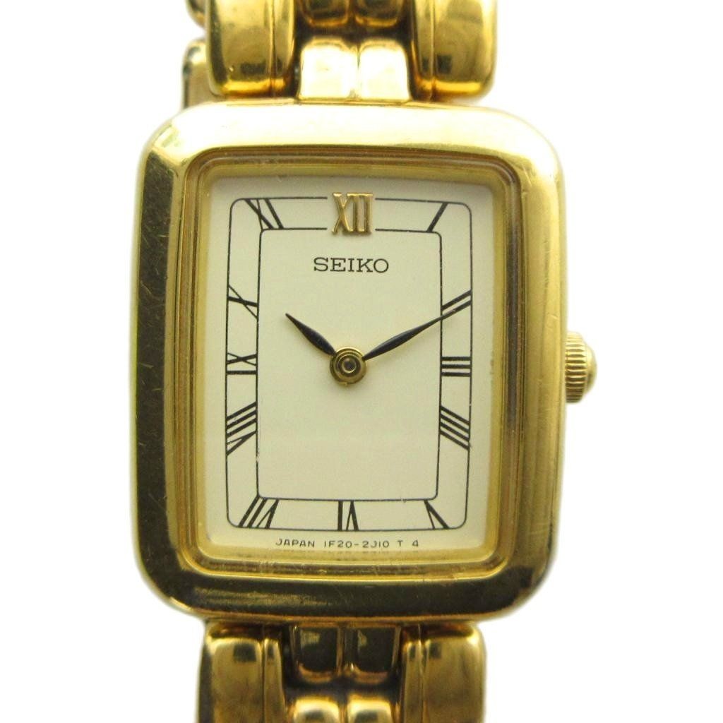 SEIKO 1F20 6B20 Watch Quartz Roman Square Gold Color GY11 MQ
