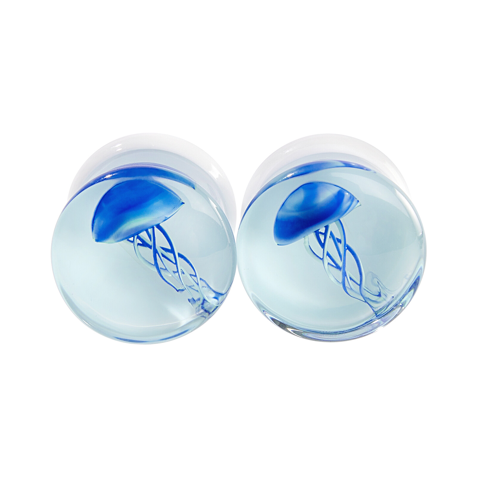 Pyrex Glass Jellyfish Single Flare Ear Gauges Colorful Tunnels Body Jewelry Pair