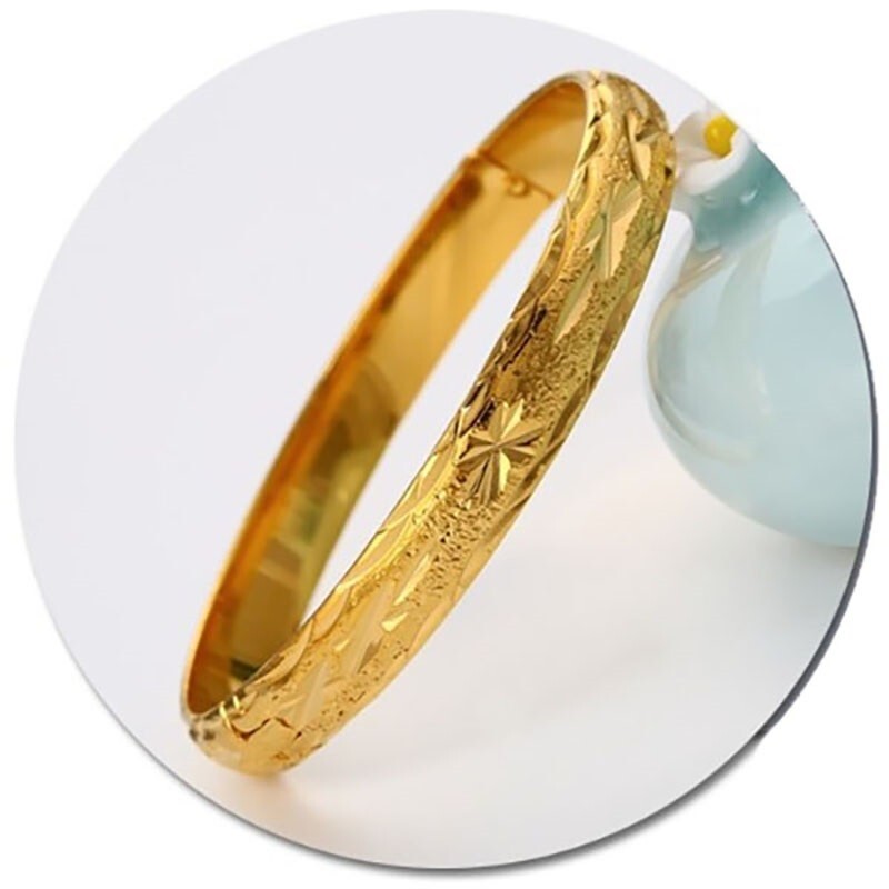 24k Gold Filled Over Silver 7.5″ Wide Italian Womens Opening Bracelet Bangle