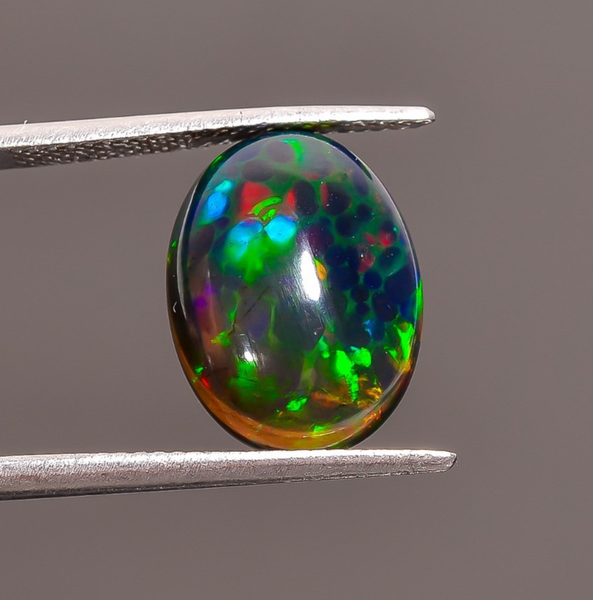 Natural Black Ethiopian Opal Oval Shape Cabochon Loose Gemstone 4.5 Ct 14X11X5mm