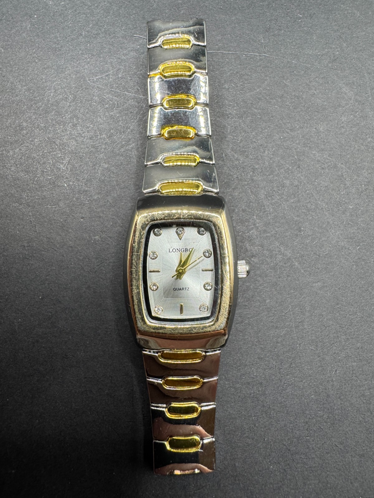 Longbo Womens Gold & Silver Tone Stainless St Band Watch Crystal Accent Working