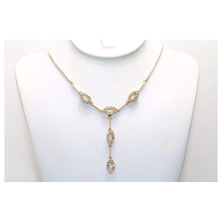 14KT Yellow Gold 1.12 CT Diamond Open Marquise Necklace