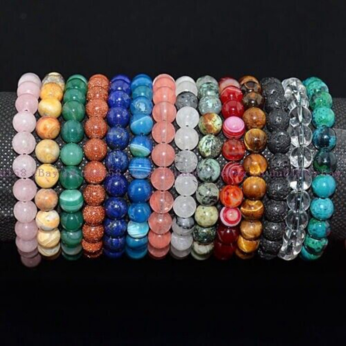 Men Women 8mm Natural Gemstones Braided Macrame Beads Bracelet Adjust Handmade