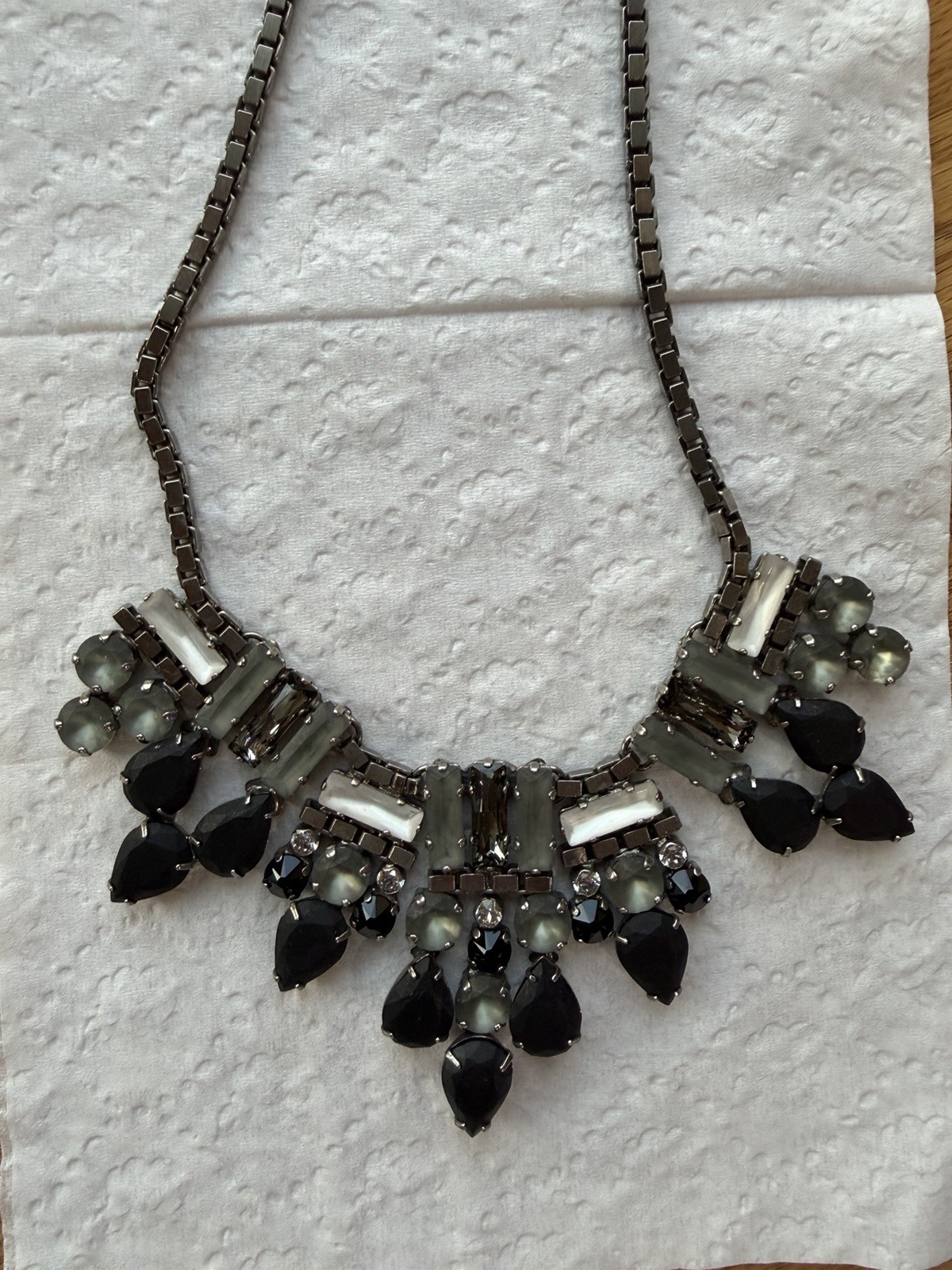 Sorrelli Statement Necklace Matte Black, Olive Green and Clear Crystals
