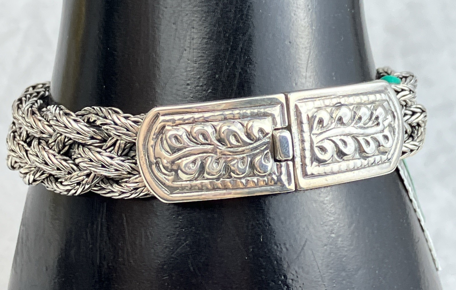 $1.6 K NWT NOS Effy Sterling 18k Braid Bracelet Thick 50 G Cabochon Southwest