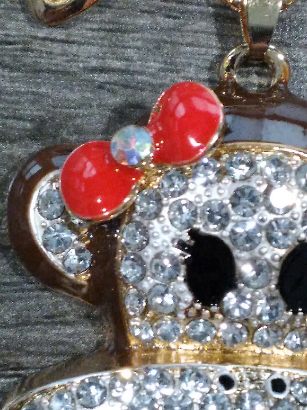 Eclectic Whimsical BROWN CARTOON MONKEY FACE Rhinestone Pendant Necklace
