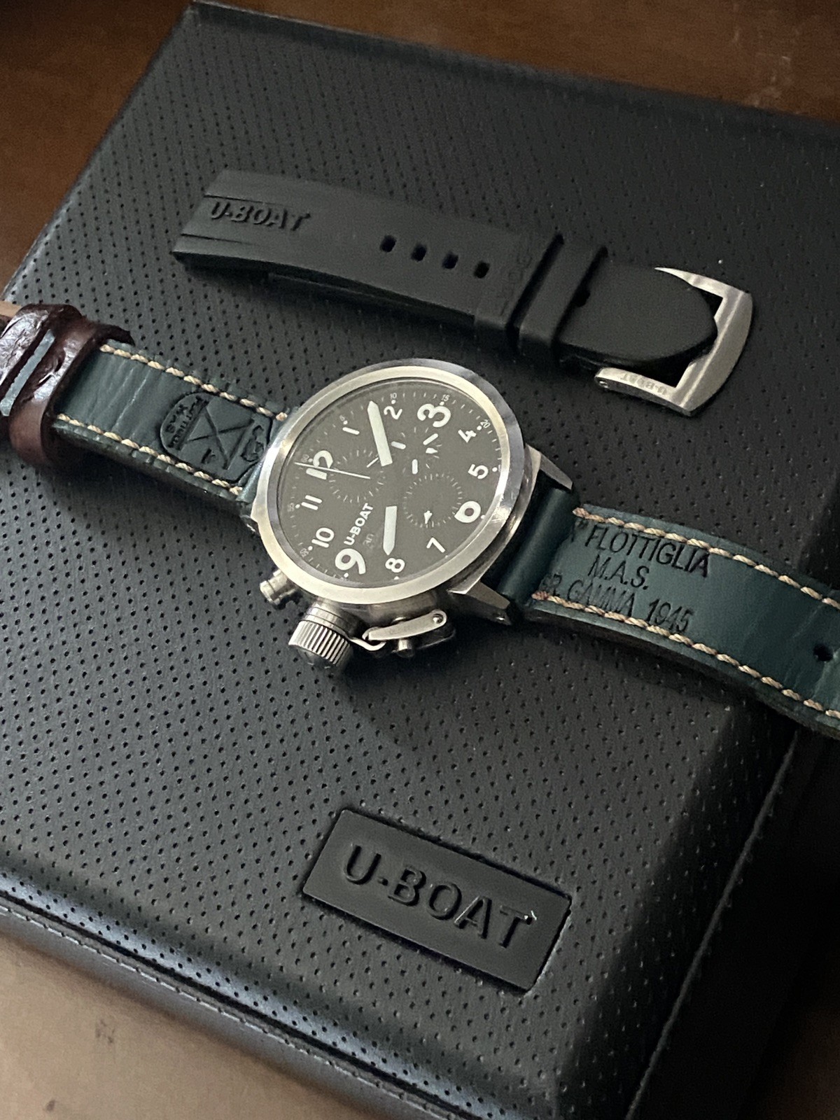 U-Boat Flightdeck CAS-50mm Mens Swiss Automatic Chronograph Watch w Box and Card