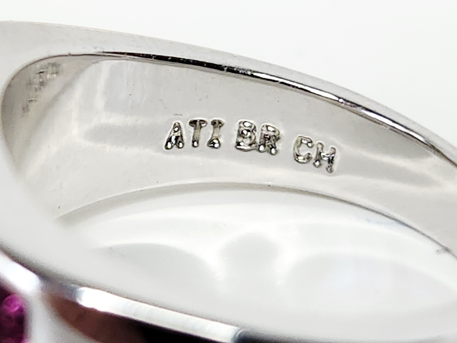 ATI BR CH Rainbow Crystal Silver Tone Wide Band Ladies Ring – Sz 6.75