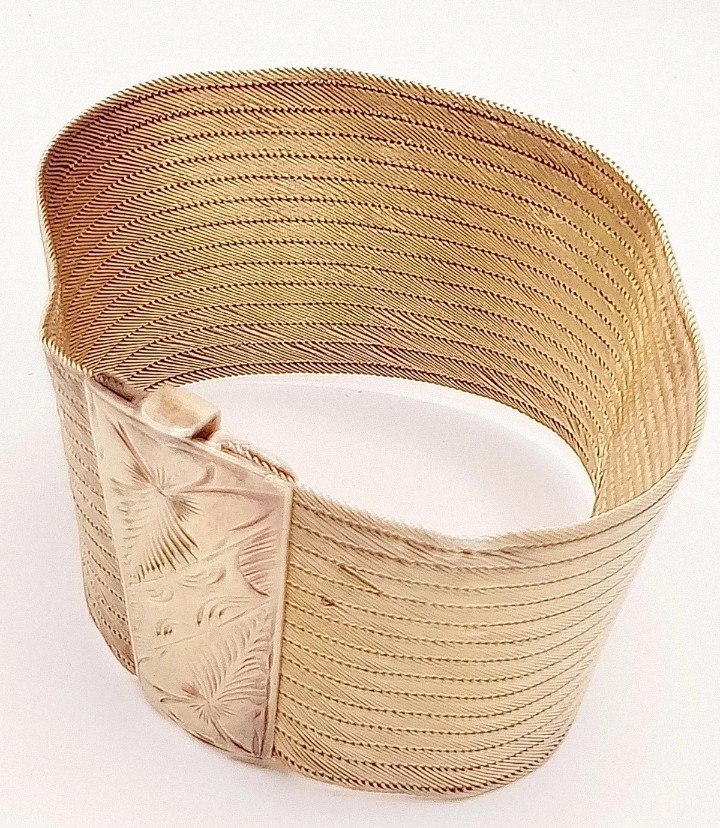 Turkish Trebizond Handmade Filigree Silver 900 Gold 18kt Wrist Bracelet