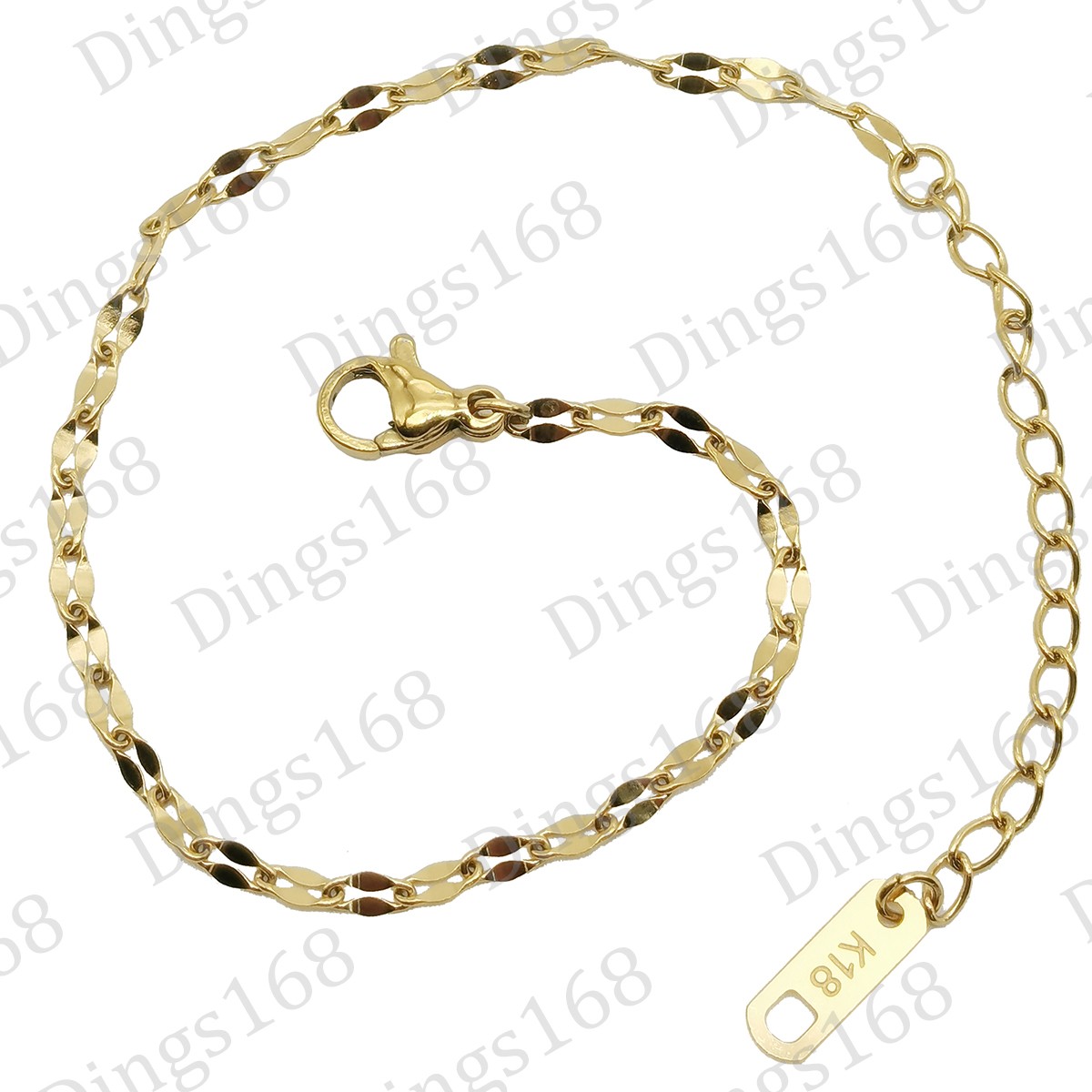 18K Yellow Gold Filled Tarnish-Resist 2mm Italian Lip Shape Link Chain Bracelet