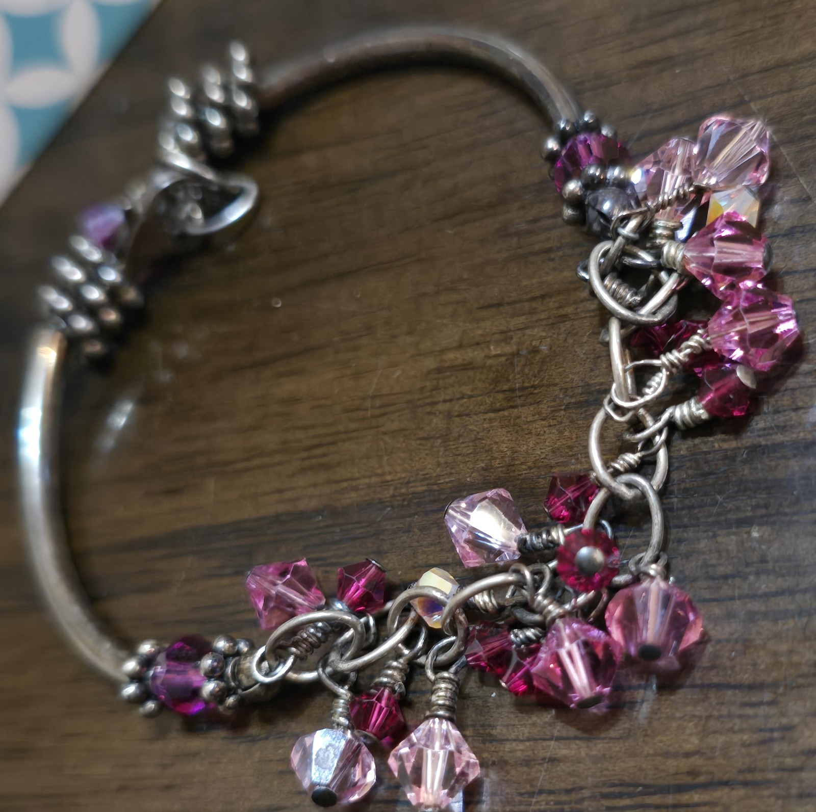 Bella Perlina Charm Bracelet 925 Sterling Silver, Pink, Red Translucent With Box