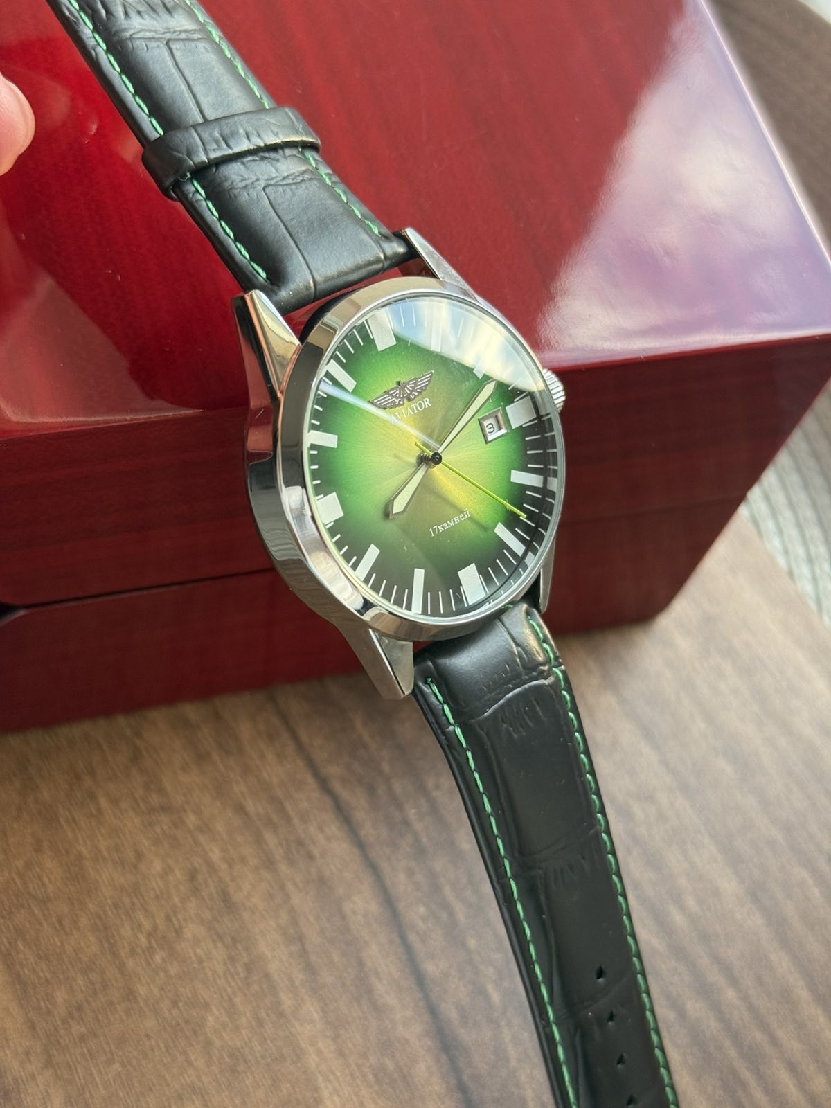 Watch Mechanical Aviator Green Pilot USSR Wrist Vintage Soviet Men’s Date Raketa