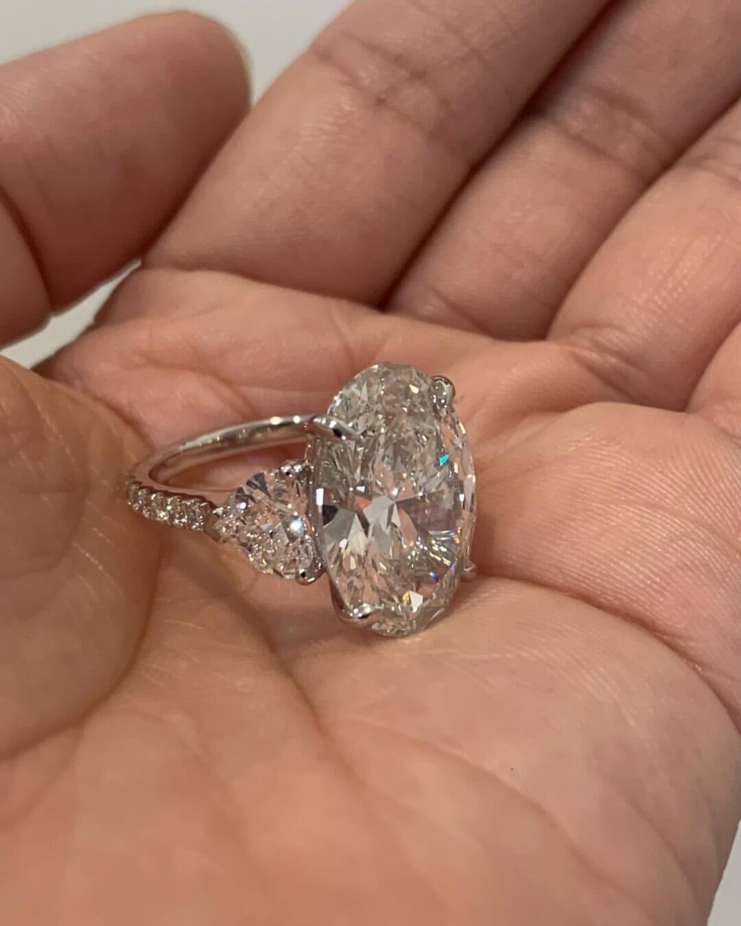 6.50 CT Oval Cut Lab Grown Engagement Diamond Ring Gift Solid 14K White gold