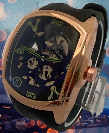 Beautiful Corum Skeleton Black Dial Rubber Strap Automatic Refurbished Watch