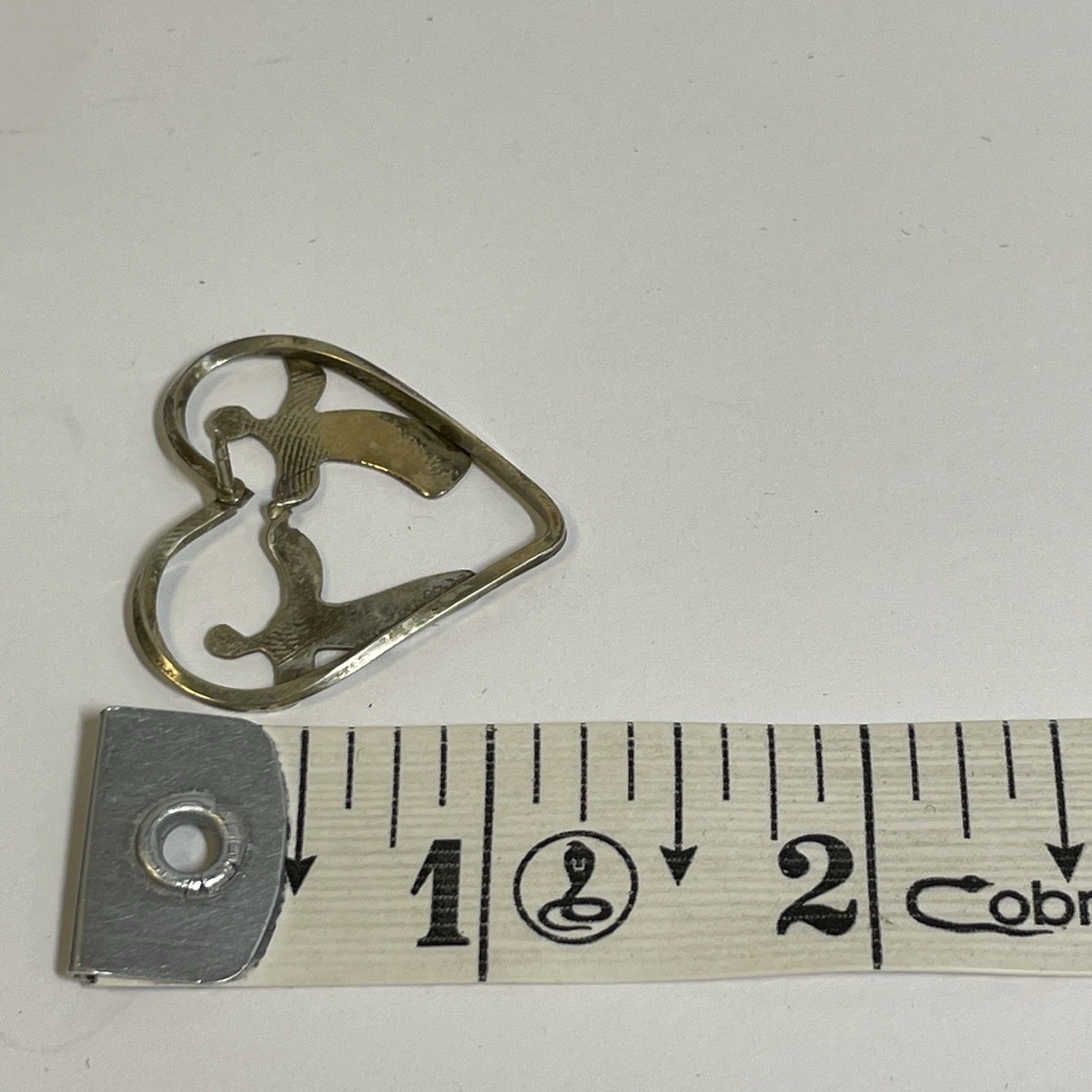 Sterling Silver Handcrafted Heart Outline Brooch With Couple Holding Hands, 2.7g