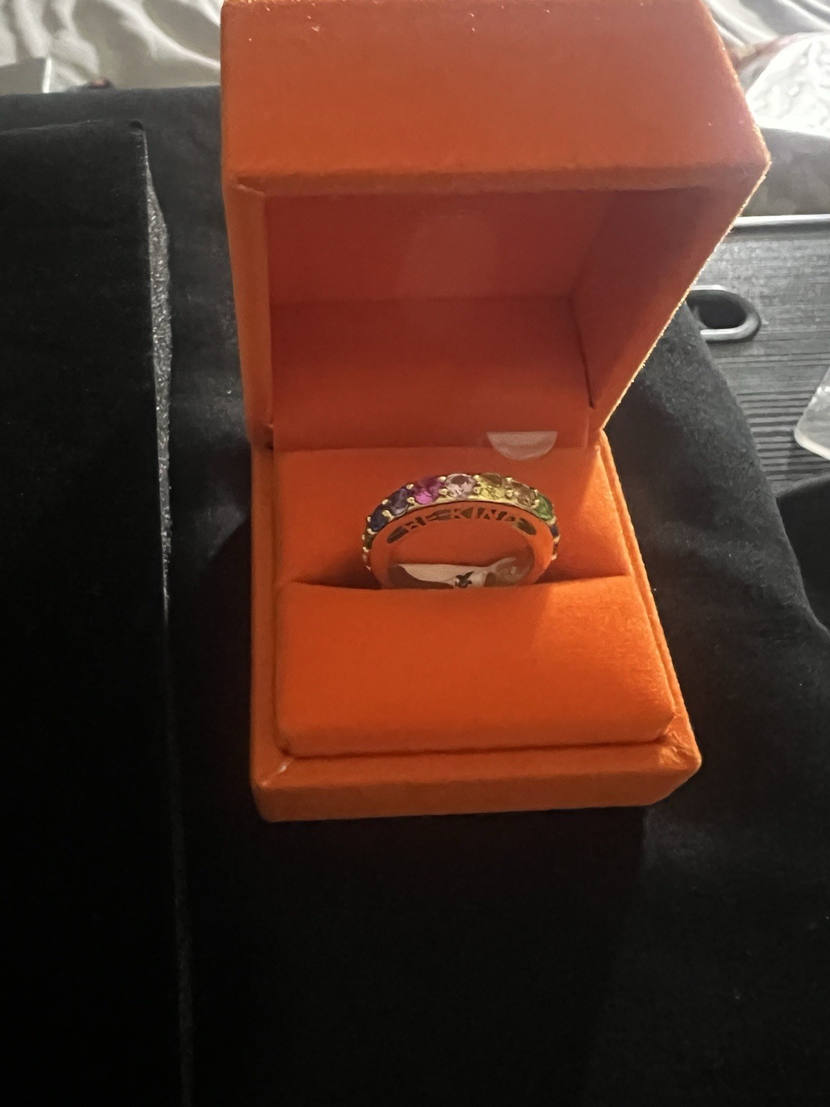 KURT GEIGER LONDON RAINBOW Band W/ BE KIND ENGRAVING COCKTAIL RING SIZE 7
