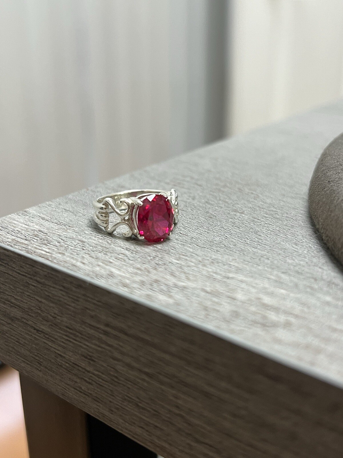 925 Sterling Silver Ruby Red Color Ring 3.2 Grams Size 5