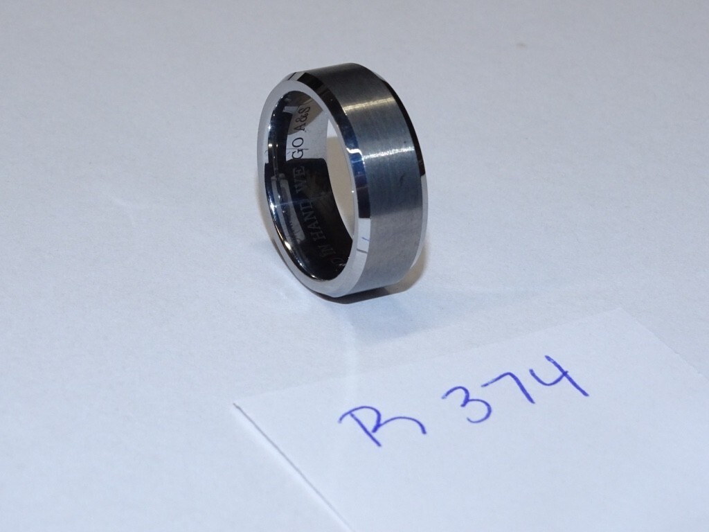 Triton Tungsten Carbide Wedding Ring 8mm Size 8 Silver w/Silver Center #R374