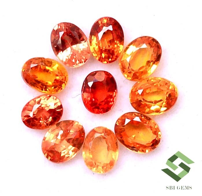 2.50 CTS Natural Orange Sapphire Oval Cut 4×3 mm Lot 10 Pcs Faceted Loose Gems