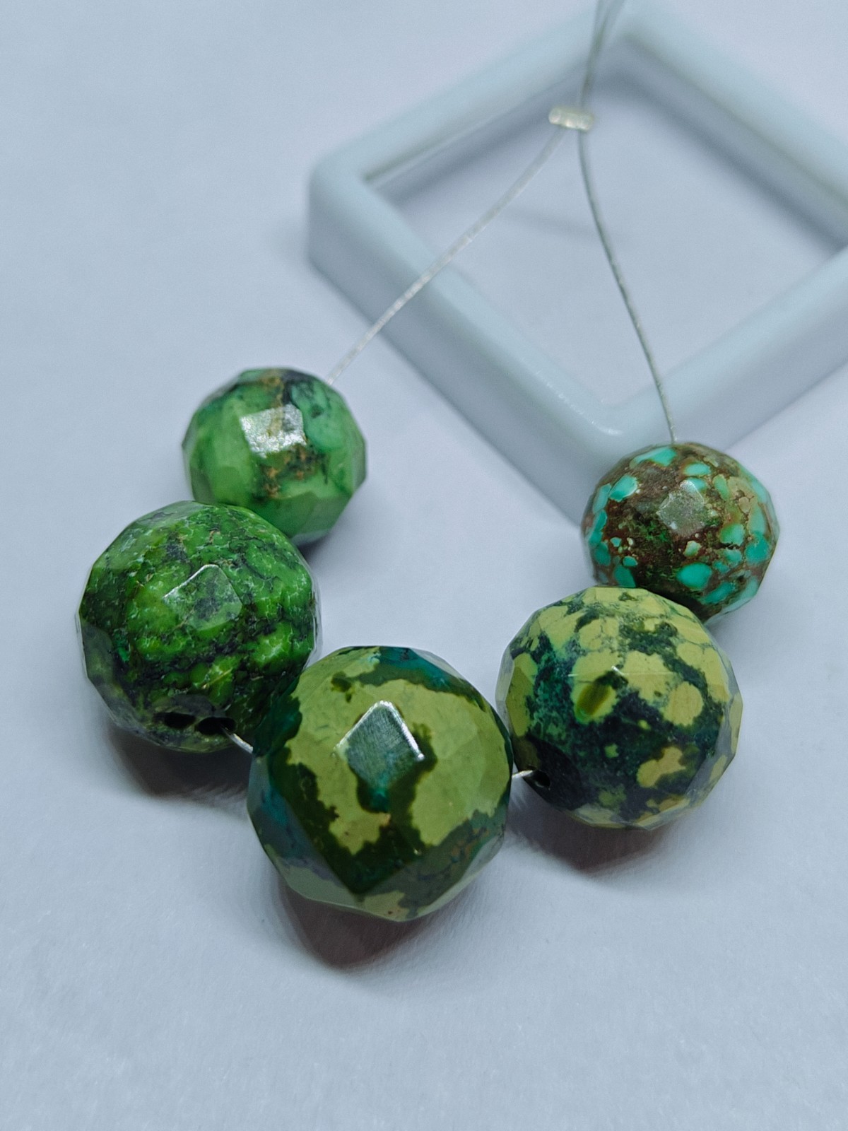 Natural Turquoise Faceted Round Beads Loose Hubie Green Gemstone For Jewelry 58C