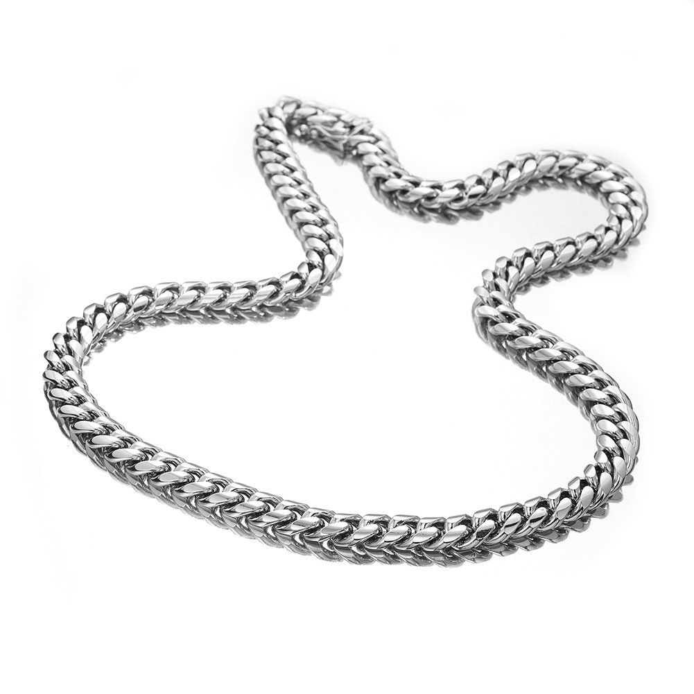 6-22mm Hip Hop Stainless Steel Miami Cuban Link Chain Necklace Silver Color