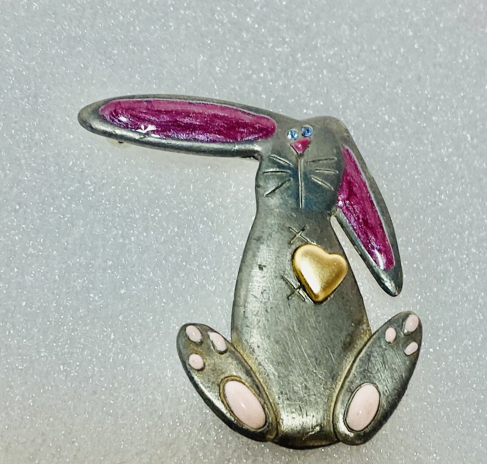 Bunny Brooch Pin Enamel See Small Scratches AJMC Signed Easter